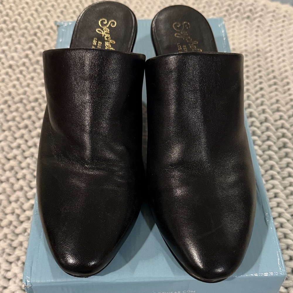 Seychelles Black Leather Mules